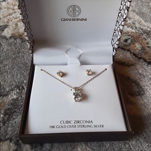 Giani Bernini CZ Necklace and Earrings Gold Set